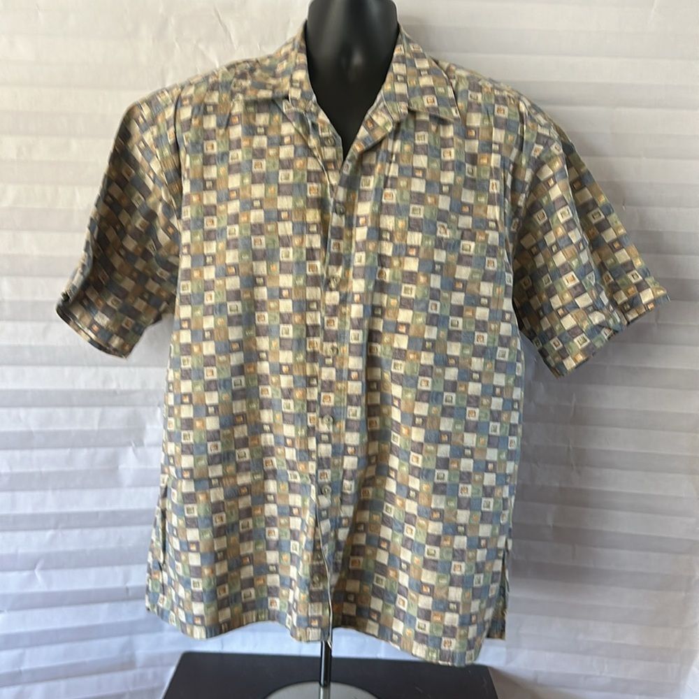 Pierre Cardin Men's XL Casual Button-Down Shirt Blue Purple Short Sleeve
